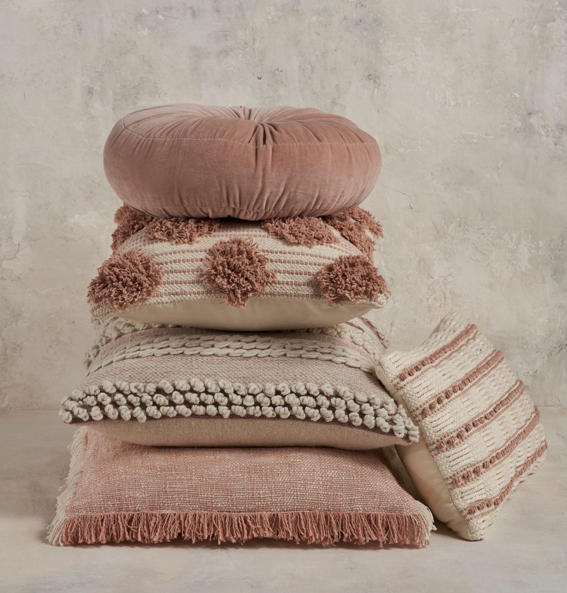 Group of pink Mina Victory throw pillows